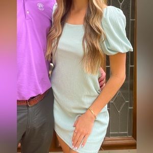 She + Sky Baby Blue Puff Sleeve Dress size Medium